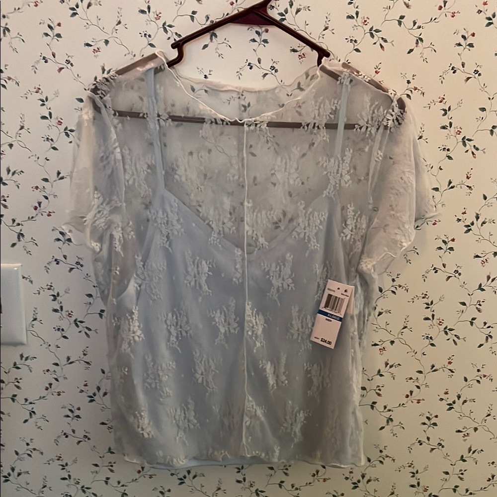 Juniors Sheer Lace Top